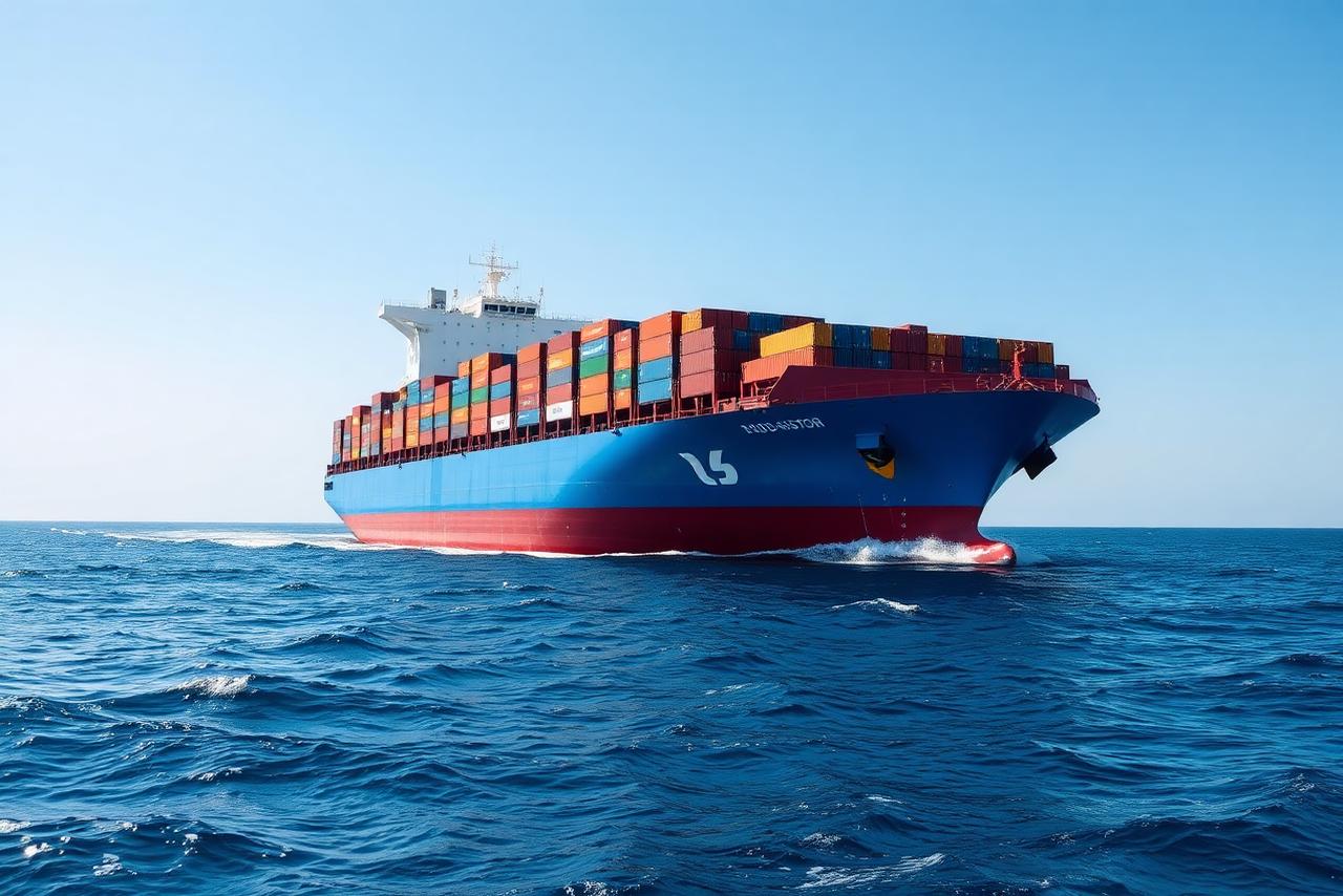 Merchant ship at sea — placeholder photo